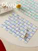Elegante y Serena Posavasos de Cuero Azul Aqua, Impermeable, Resistente al Aceite, Limpiable con Paño, Base para Ratón de PVC Sin Lavado, Posavasos para Tazas, Posavasos para Platos, Posavasos con Aislamiento Térmico