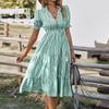 Vestido de Mujer de Moda Europea y Americana con Diseño de Manga Corta Desarrollado Internamente 2026 Verano Amazon Estilo Elegante Rayado