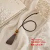 Colgante geométrico de madera estilo vintage, cadena larga para suéter, collar con colgante de cordón, accesorio de moda para mujer, disponible para venta al por mayor