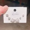 Exquisito Set de Seis Pendientes de Botón de Perla Flor de Aguja Plateada Versátiles para el Día a Día, Set de Tres Pares de Pendientes Elegantes de Estilo Coreano para Mujer