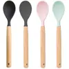Utensilios de cocina de silicona con mangos de madera, espátula antiadherente, espátula de silicona de grado alimenticio para uso doméstico, espátula de silicona para cocinar antideslizante y antiescaldamiento