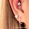 Pendientes de botón de estrella de cinco puntas con incrustaciones de diamante de plata de ley S925 Ou Ni Han para mujer Moda de alta gama Estilo Ins Tachuelas de hueso de oreja de estrella de circón