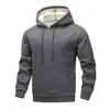 Moletom com Capuz Tamanho Europeu Comércio Exterior Masculino Cor Sólida Versão Pública Solto Casual Jaqueta Esportiva Forrado com Fleece Espessado Par de Top