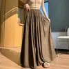 Pantalones Anchos de Algodón Modal Seda de Hielo para Mujer, Pantalón-Falda Casual Versátil con Caída, Adelgazante, de Longitud al Suelo