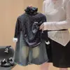 Camiseta Suave tipo cera con Lunares para Niños, Camiseta de Manga Larga para Niñas Otoño, Camiseta Básica Informal de Cuello Redondo para Bebé, Ropa para Casa