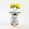 Muñeco de papa positivo de lana tejido a mano terminado, adornos de maceta tejidos, flores artificiales de energía positiva tejidas al crochet y plantas verdes