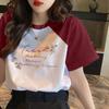Camiseta feminina plus size de manga curta 100 algodão, estilo coreano, para verão, para meninas gordinhas, solta, slim, manga raglan, para estudantes