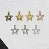 Pingente Estrela de Cinco Pontas Vazado Multicor Retrô 16x14mm Liga de Zinco Acessórios DIY Colar Brinco Acessórios para Joias Atacado