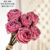 Flores de Rosa Artificiales con Bordes Quemados, Flores Falsas, Plantas Verdes al por Mayor, Manualidades para Decoración de Bodas, Estilo Ins Transfronterizo