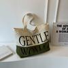 Bolsa tote de lona con estampado de letras Thailand Gentle Woman 2023 nueva bolsa de hombro de color en contraste cosido