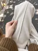 Pantalones de Lana de Espiga de Pierna Ancha para Mujer Primavera Otoño Petite Suaves Caídos Estrechos Casuales Delgados Más Gruesos Pantalones de Lana