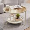 Mesa de centro de cristal de lujo, ligera y nórdica, con almacenamiento de doble capa, para apartamentos pequeños, mesa redonda pequeña, mesa de centro de tablero de roca para sala de estar y hogar.