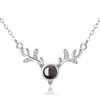 Plata de ley S925 un ciervo tiene tu collar de asta te amo cadena para la clavícula femenina TikTok colgante Mori japonés y coreano regalo