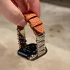 Adecuado para Correa de Smartwatch Apple Watch S11/10, Correa de Muñeca de Cuero Rugoso Incrustada de Diamantes Metálicos 12