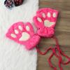 Luvas de Garra de Gato Pelúcia Meio Dedo Luvas de Pata de Urso Fofas Femininas Veludo Grosso Luvas de Pendurar no Pescoço Luvas Quentes de Desenho Animado