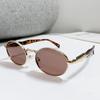 Gafas de sol ovaladas de metal personalizadas para mujer, gafas de sol de montura grande de moda europea y americana, gafas de sol de estilo callejero retro de celebridades de Internet transfronterizas