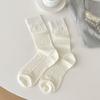 Calcetines Blancos Holgados para Mujer, Delgados y Transpirables, Hechos de Algodón Puro, Sin Costuras, Estilo Coreano, Calcetines de Media Pantorrilla, Adecuados para Combinar con Zapatos Pequeños de Cuero, Calcetines Largos para Otoño
