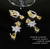 Pendientes Huguang Shuying Amarillo Ganso Espiga de Trigo Joya LULU Chapado Color Oro 18K Tesoro Circonita Incrustada con Pendientes de Gota de Agua Copo de Nieve