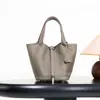 Bolsa Cesta de Vegetais Clássica de Couro Bovino de Primeira Camada Personalizada de Fábrica, Bolsa Saco de Couro Genuíno de Alta Qualidade, Bolsa de Mão Versátil para Exportação