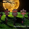 Decoração de Halloween Inserção de Cartão no Jardim Externo Mão Negra de Terror com Sangue e Placa de Aviso de Sangue Suprimentos de Decoração para Gramado