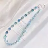 Collar Cadena Clavícula Diseño Asimétrico Perla Artificial de Cristal de Alta Calidad Blue Danube