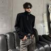 Camiseta Masculina de Gola Alta com Ombreira de Manga Longa 2024 Outono e Inverno Novo Estilo Quente e Aconchegante Solta Camiseta Base Interna