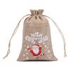 Bolsa de lino navideña, traje, paquete de regalo de dulces navideños, bolsillo con cordón, bolsa de tela pequeña