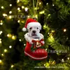 Meias de Natal Novas 2023 Decoração Pendente de Árvore de Natal de Cachorro Pingente Acrílico Plano Pingente de Decorações para Casa