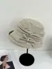 Chapéu de Pescador Japonês Simples com Laço e Aba Dobrável Feminino Outono Inverno Lã Grossa Quente Feltro Retrô Moda Versátil Chapéu Balde