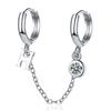 Furos duplos para orelha com fivela de diamante de zircônio, novos brincos da moda transfronteiriços, brincos elegantes personalizados da Coreia do Sul, fivela de orelha feminina