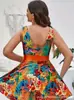 Popular Vestido de Baño de Comercio Exterior Europeo y Americano de Amazon, Traje de Baño de una Pieza Sexy Exótico con Estampado Tie-Dye sin Espalda para Mujer