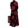 Vestido Longo Casual Simples de Algodão e Linho Estampado com Lapela de Manga Longa para Mulheres - Amazon Transfronteiriço