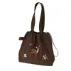 Bolso de Hombro de Nylon Bordado con Ciervo Lindo Estilo Bosque Gran Capacidad Bolsa Tote con Cordón Estilo Perezoso Bolsa para Commuter
