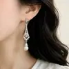 Brincos pendentes de pérolas de prata estilo corte retrô francês, um toque de luxo e sofisticação, design versátil