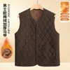 Chaleco engrosado con forro de polar para hombres de mediana edad y ancianos, corte holgado, cálido, acolchado, elegante, adecuado como prenda exterior, a prueba de frío