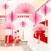 Lâmpada de Papel Bola de Favo de Mel Gota d'Água Dia de Ano Novo Vitrine de Shopping Center Arranjo de Atmosfera de Decoração de Ano Novo Leque Dobrável Franja Arranjo de Casamento
