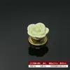 Puxador de Cerâmica para Móveis Gaveta de Armário Buraco Único Moderno Simples Pastoral Preto e Branco Estilo Europeu Buraco Único Redondo Puxador de Flor Rosa