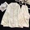 Directo de Fábrica Estilo Pareja Seda de Hielo Doble Largo Moda de Lujo Simple para Hombre y Mujer Ropa de Casa Pijama Estampado Primavera Verano