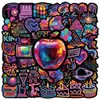 50 hojas de película láser, pegatinas de graffiti mixtas de luz de neón, pegatinas decorativas impermeables para vasos de agua, pegatinas de luz de neón al por mayor