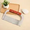 Cortador de Patatas con Mango de Madera de Acero Inoxidable, Cuchillo Ondulado Creativo para Cortar Papas Fritas, Cuchillo Ondulado de Cocina para Uso Doméstico, Venta Directa del Fabricante