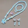 Conjunto de colar, brincos e anel de borboleta infantil, acessórios de desenho animado, joias de resina de princesa para meninas, colares, transfronteiriço