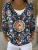 Nova blusa de moletom com botões, gola V, manga longa, estampada em 3D, estilo personalidade, solta, para outono e inverno, jaqueta suéter para mulheres