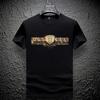 Camiseta de manga corta de Lyocell de European Station para hombre, camiseta de verano de media manga con diamantes de imitación a la moda, camiseta de marca de moda de talla grande y corte entallado para hombre.