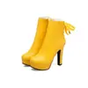 Botas de cuero de tacón alto con cordones en la espalda, de caña corta, estilo caballero europeo y americano, para primavera y otoño, con suela gruesa, X283