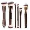 Set de Pinceles de Maquillaje Doble Cara Transfronterizo Europeo y Americano, Pincel para Base tipo Almohada, Pincel para Polvo de Rubor, Pincel de Maquillaje Color Café, Herramientas de Belleza