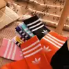 Calcetines Adi Clover para Hombre Deportivos de Hilo Largo de Moda Algodón Puro Absorbentes para Mujer Calcetines de Pareja con Tres Rayas