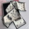 2024 Novo coreano high-end All-match Big-name mulheres estreita lenço de seda longo retro tie bag lenço de seda fita