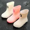 Botas de Lluvia Cortas Lindas Estilo Japonés para Mujer, Botas de Goma Antideslizantes para Exteriores, Zapatos de Agua de Suela Gruesa con Forro Polar, Botas de Lluvia Cortas Nuevas
