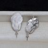 Aretes de tuerca barrocos de Plata S925 con forma femenina de Jade de pelo fetal 9-17 Perla deforme cuenta joyería accesorios diy 4116
