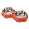 Tigela dupla popular para animais de estimação de aço inoxidável, tigela antiderrapante e anti-respingo para cachorro, tigela para gato, tigela de alimentação, suprimentos para animais de estimação atacado